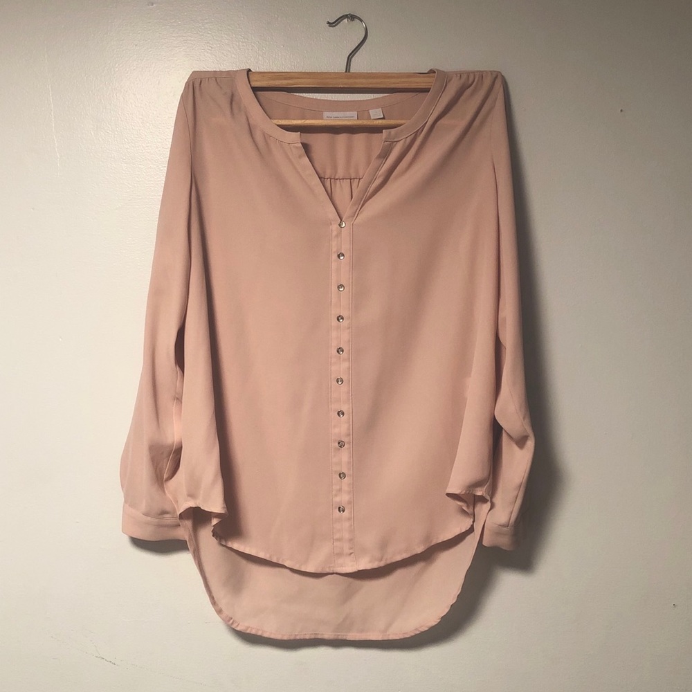 New York & Company Faux Button Blouse